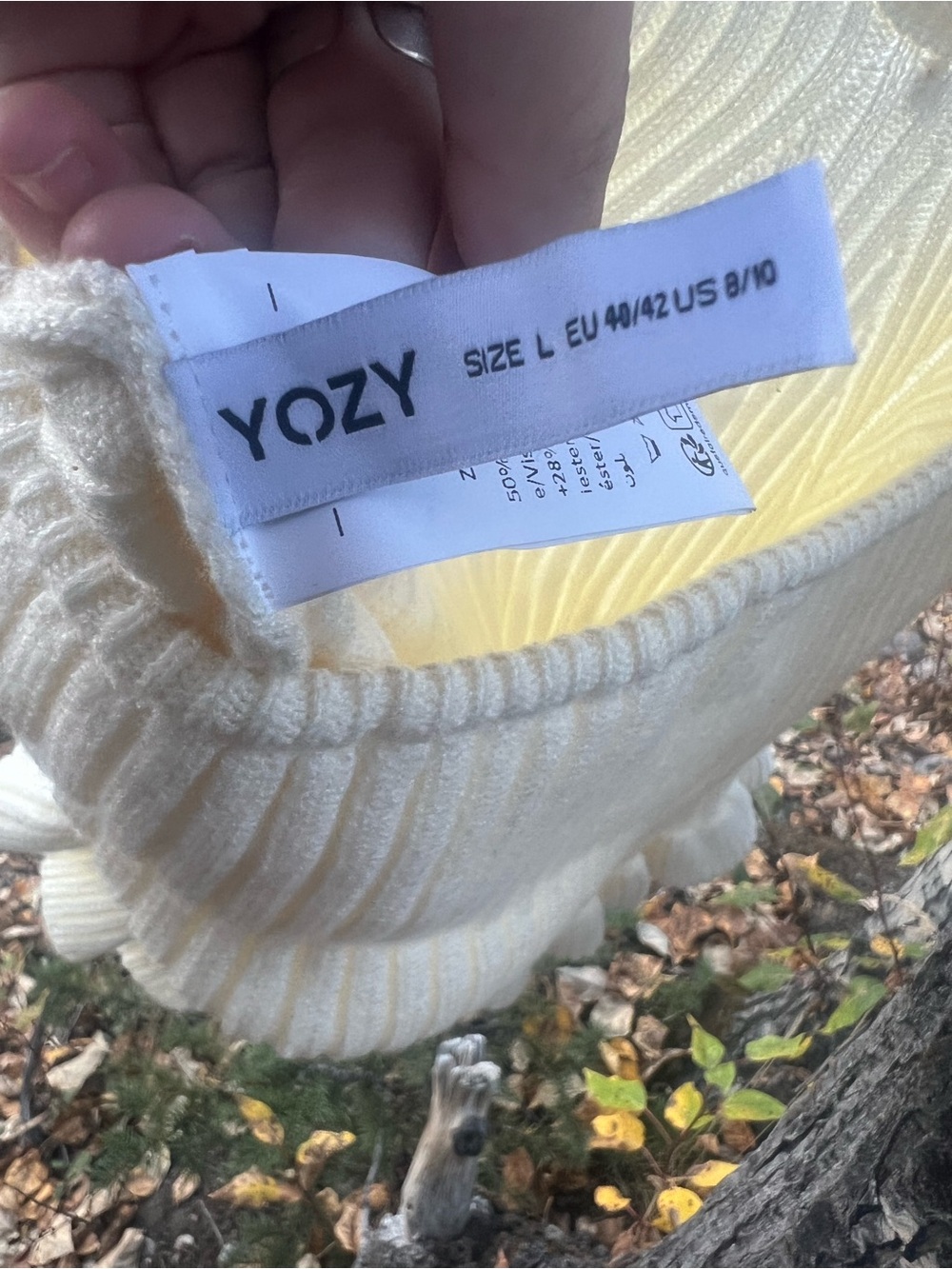Off-the-Shoulder Cream Ribbed Button Sweater - Picture 3 of 3